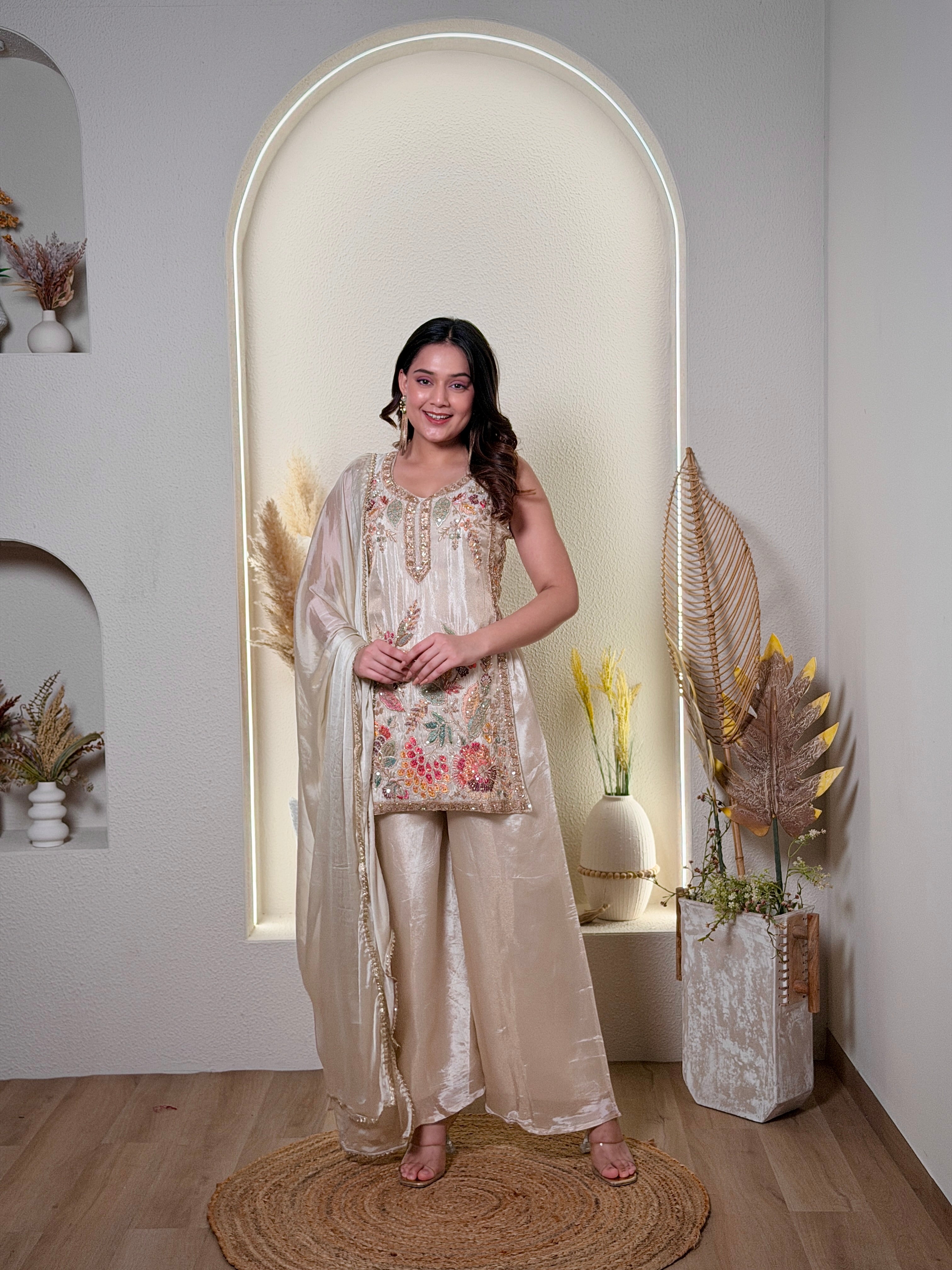 Ivory Bloom Hand-Embroidered Kurta Set