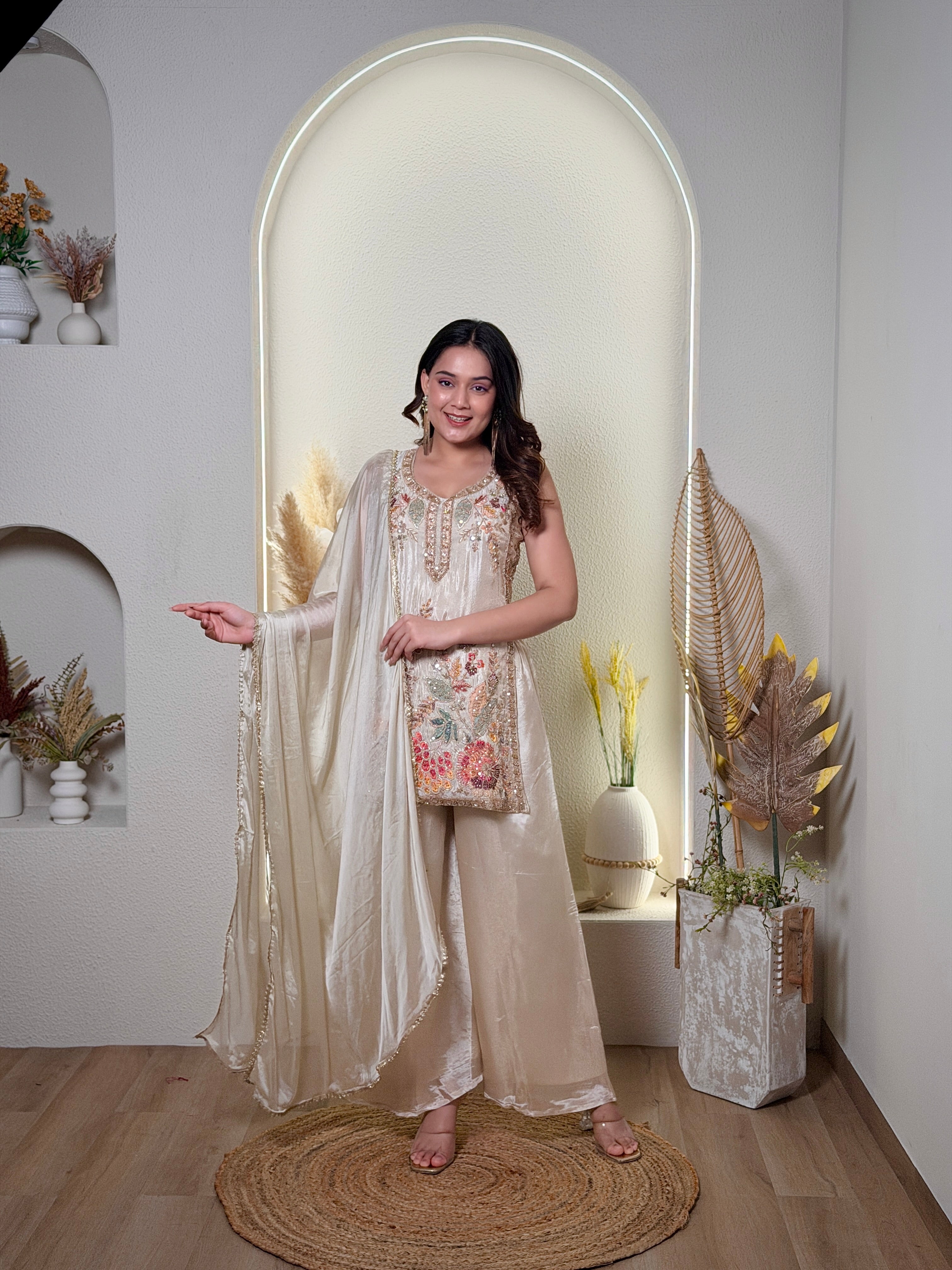 Ivory Bloom Hand-Embroidered Kurta Set