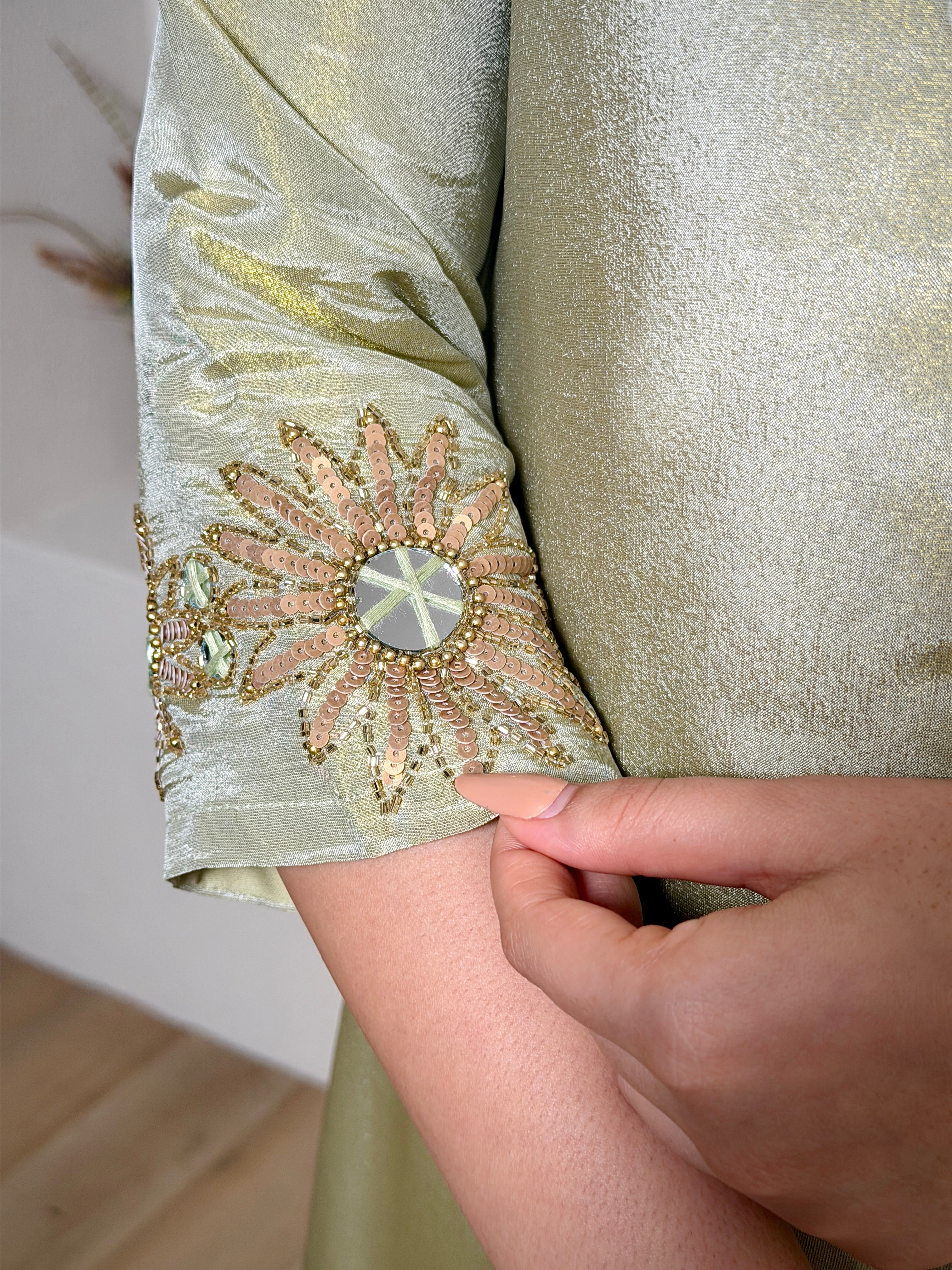 Lustre Tissue Embroidered Indo-Western