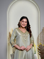 Lustre Tissue Embroidered Indo-Western
