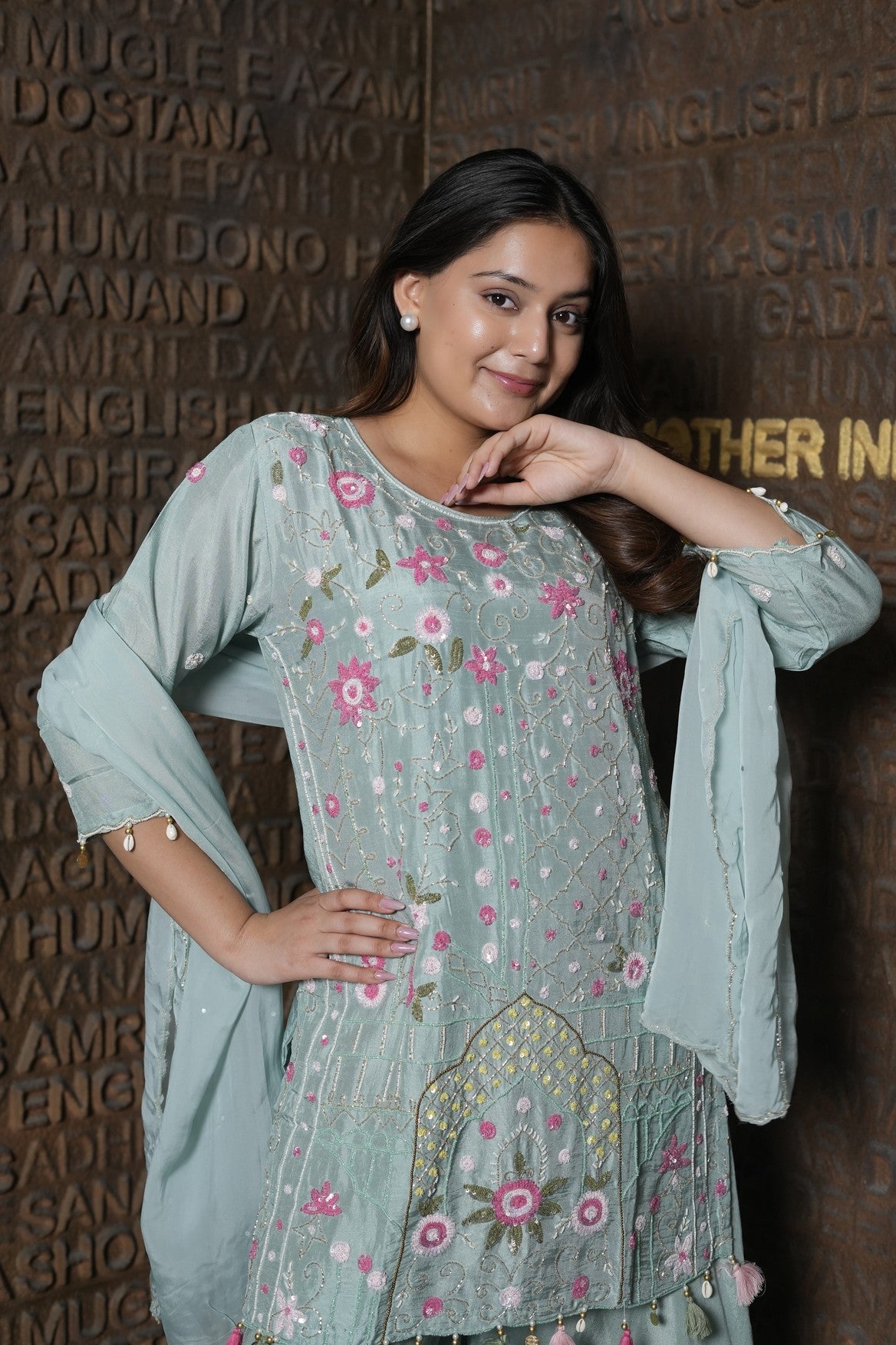 Gulshan Aqua Embroidered Suit