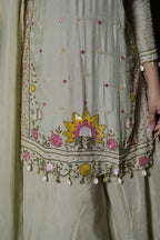 Ivory Floral Embroidered  Suit Set