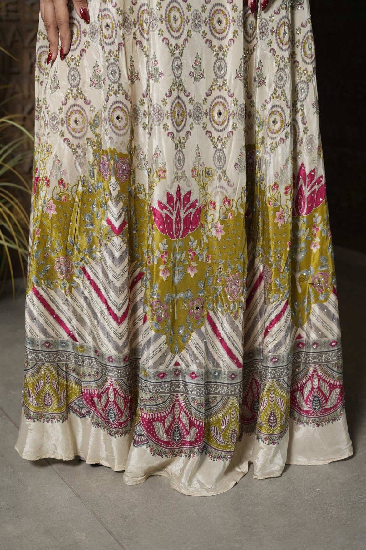 Ivory Floral Heritage Festive Anarkali Kurta Set