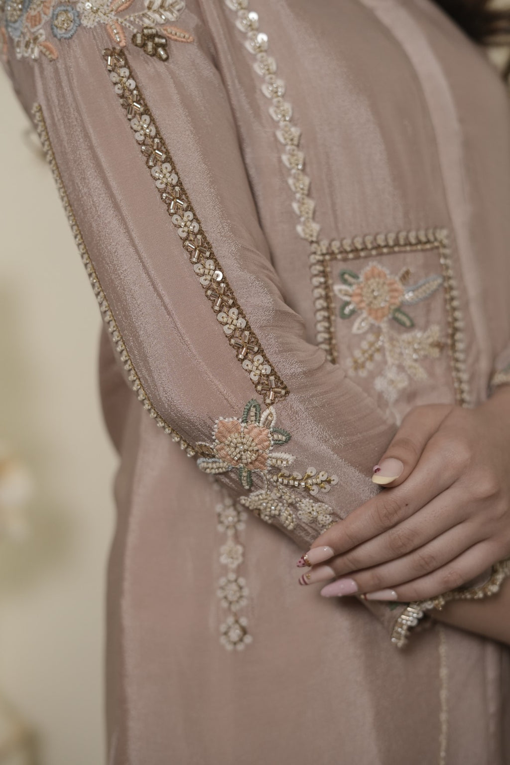 Dusty rose embroidered kurta set