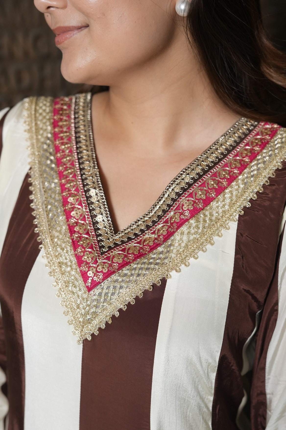 Brown Royale Embroidered Anarkali kurta set