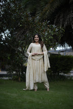 Champagne Floral Embroidered Suit Set