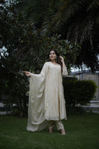 Champagne Floral Embroidered Suit Set