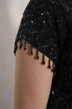 Black Sequin Crop Top Skirt Set