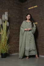 Floral Sequins Embroidered Suit Set