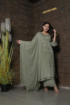Floral Sequins Embroidered Suit Set