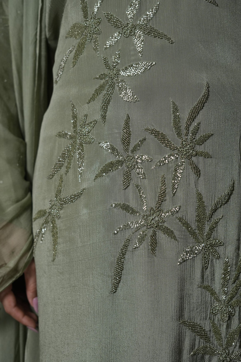 Floral Sequins Embroidered Suit Set
