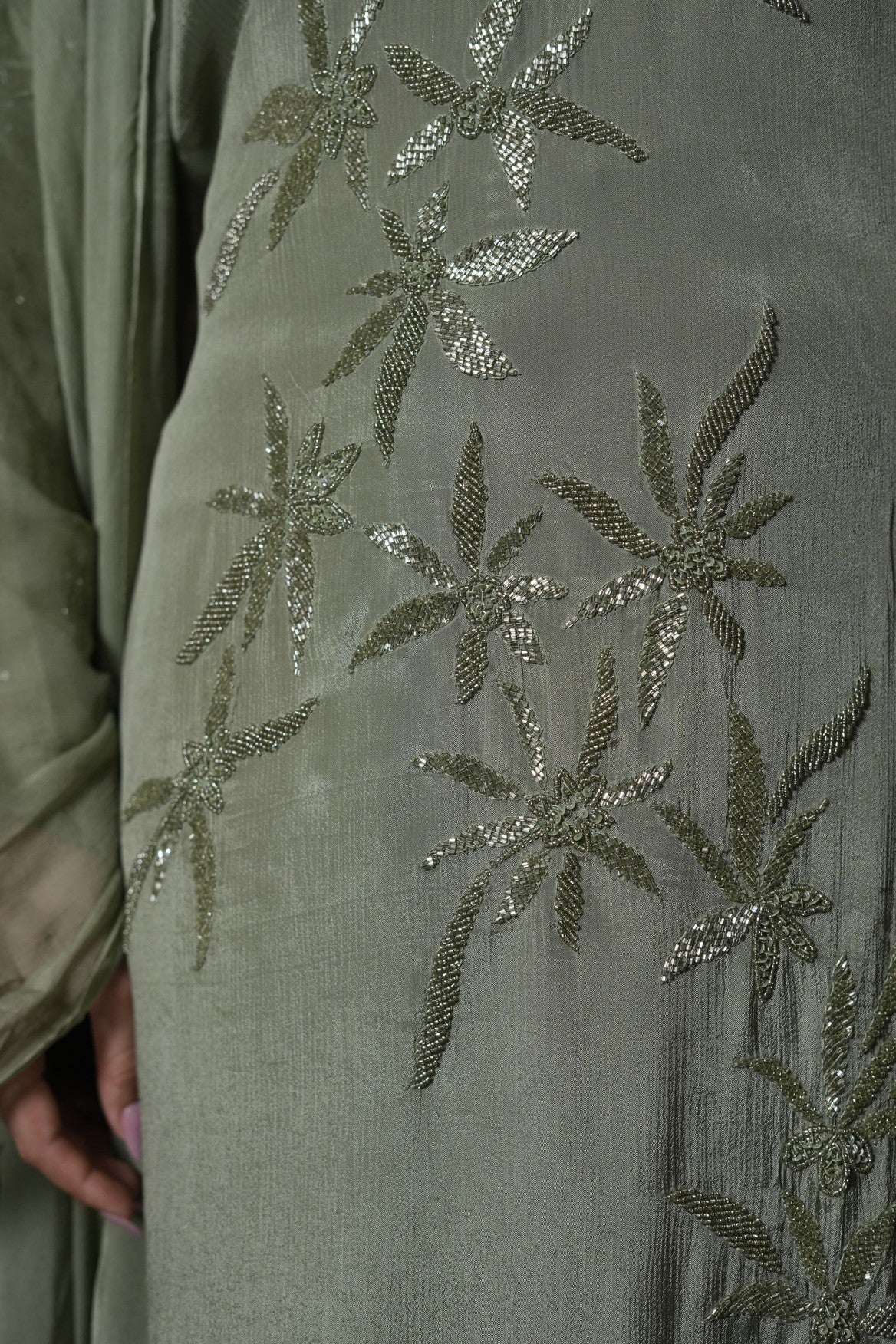 Floral Sequins Embroidered Suit Set