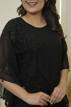 Midnight Bloom Sheer Kurta Ensemble