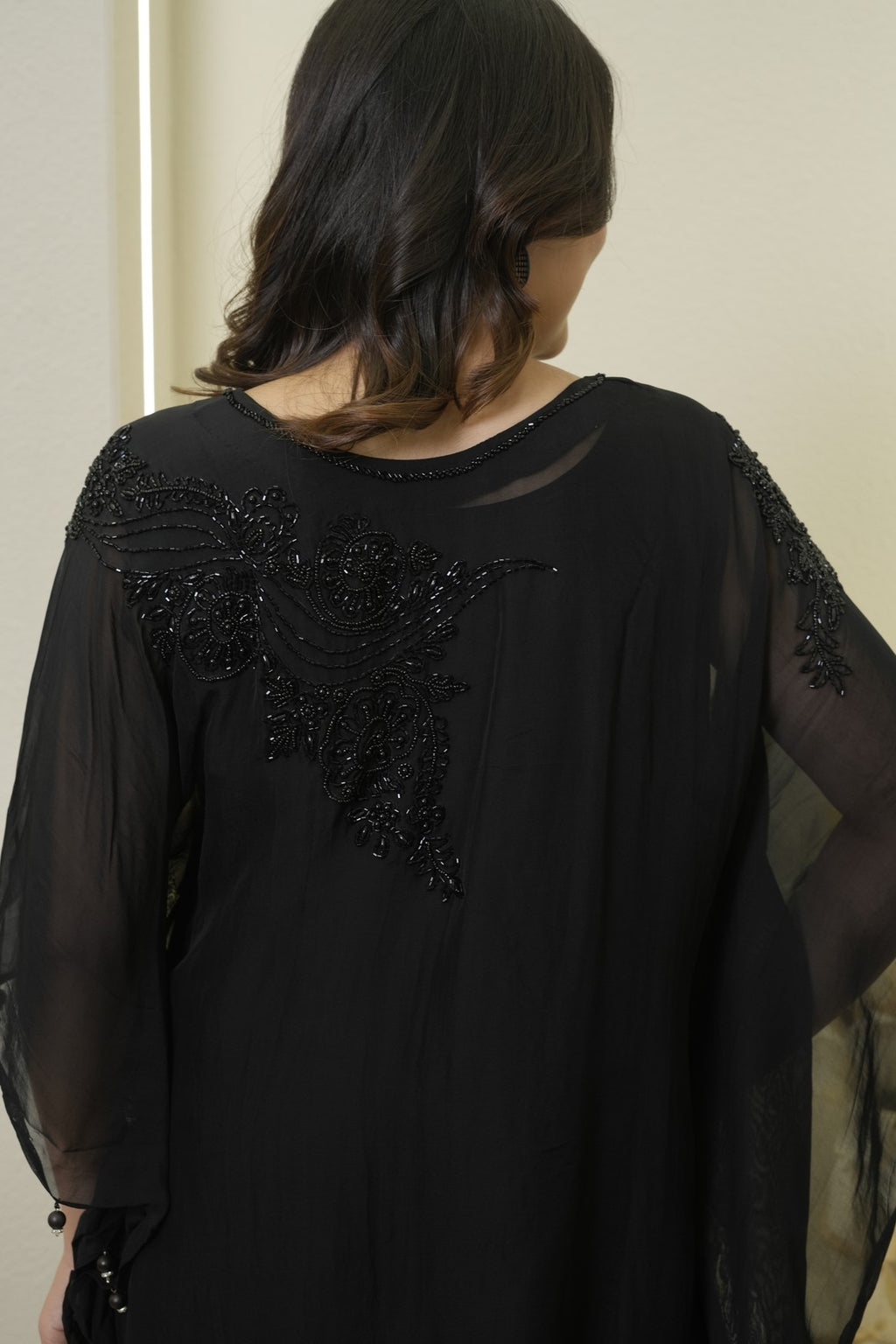 Midnight Bloom Sheer Kurta Ensemble