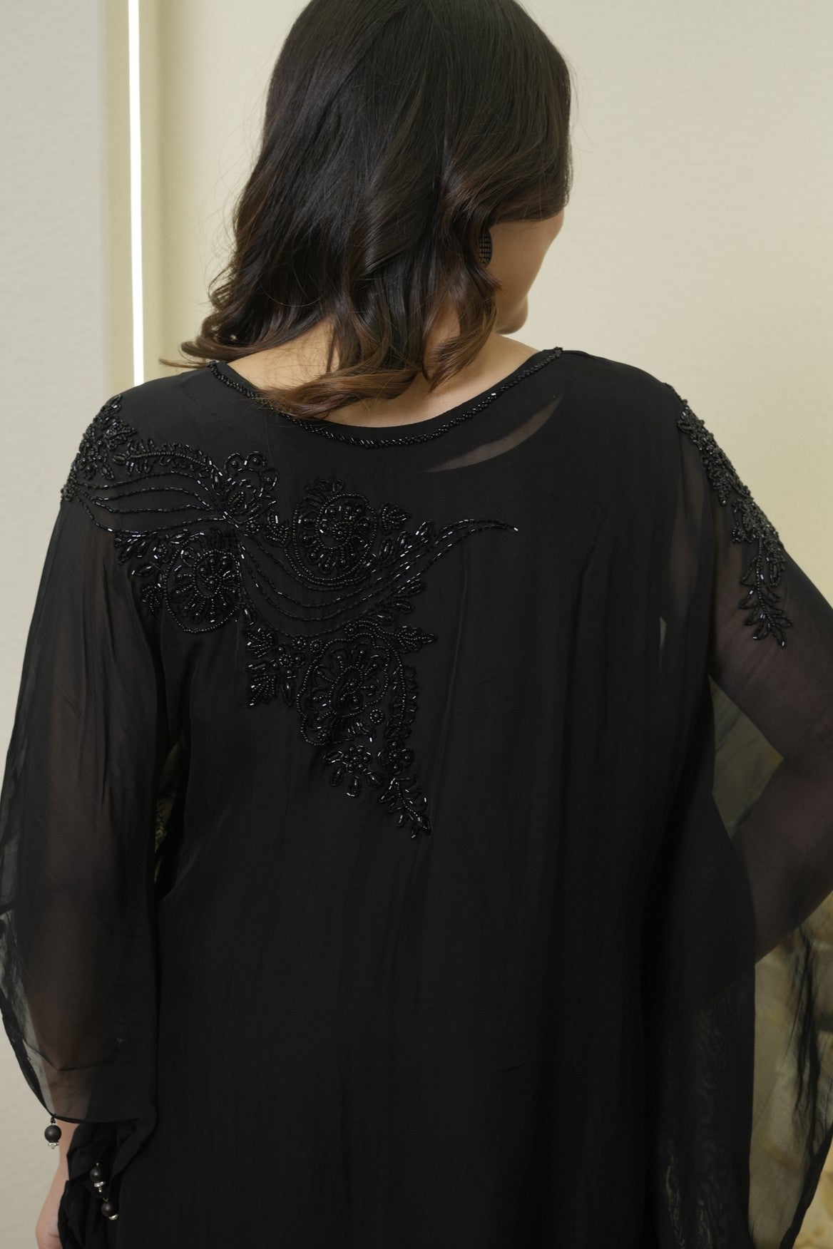 Midnight Bloom Sheer Kurta Ensemble
