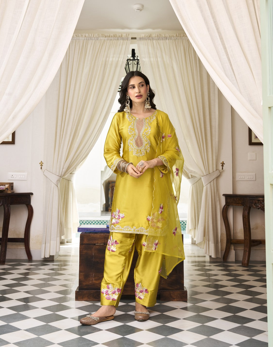 SUNLIT BLOOM EMBROIDERED KURTA SET