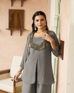 Grey luxe Peplum Set