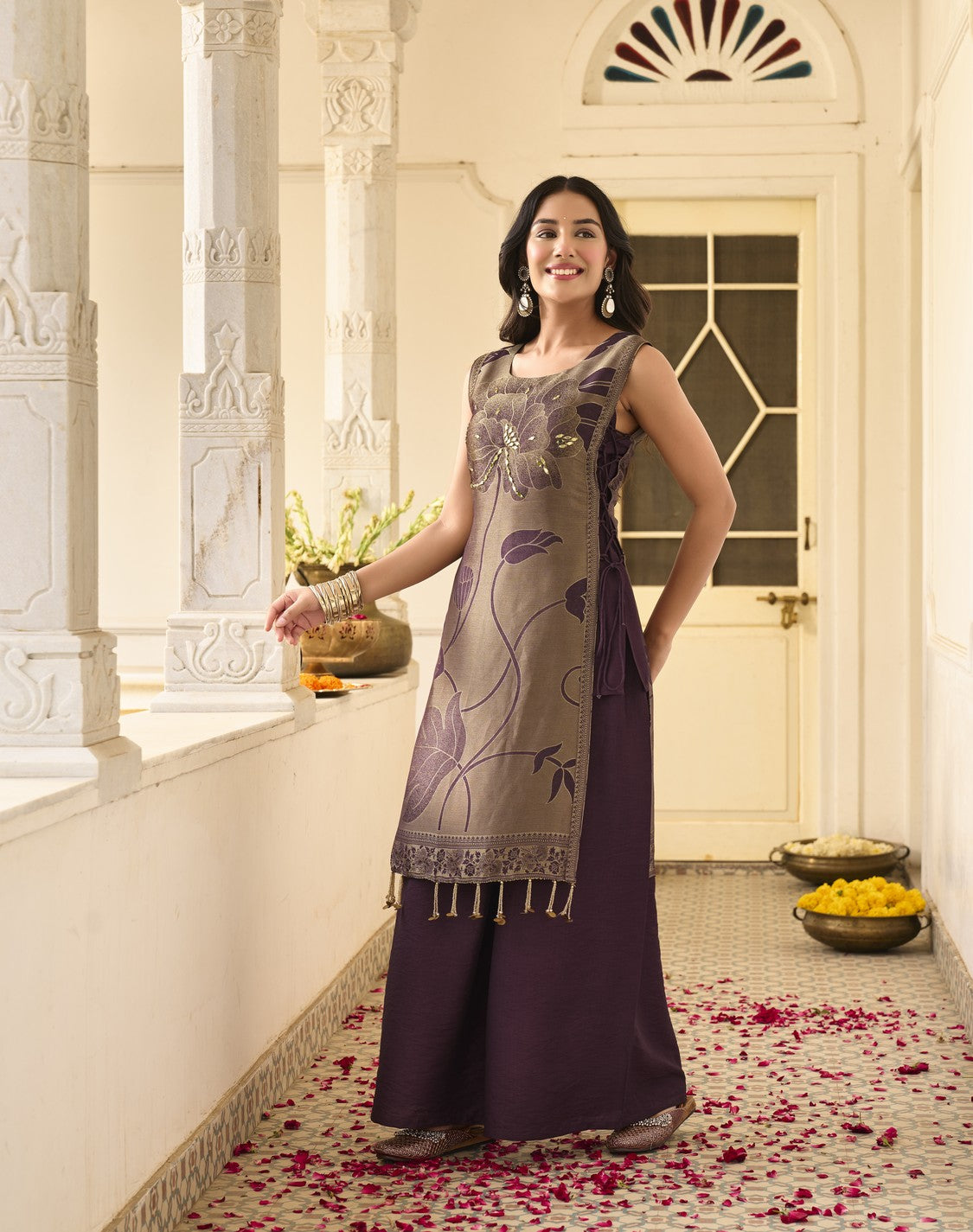 Noor Floral Jacquard Ethnic Co-ord Set