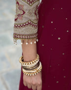 Maroon Embellished Anarkali set