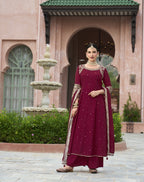 Maroon Embellished Anarkali set