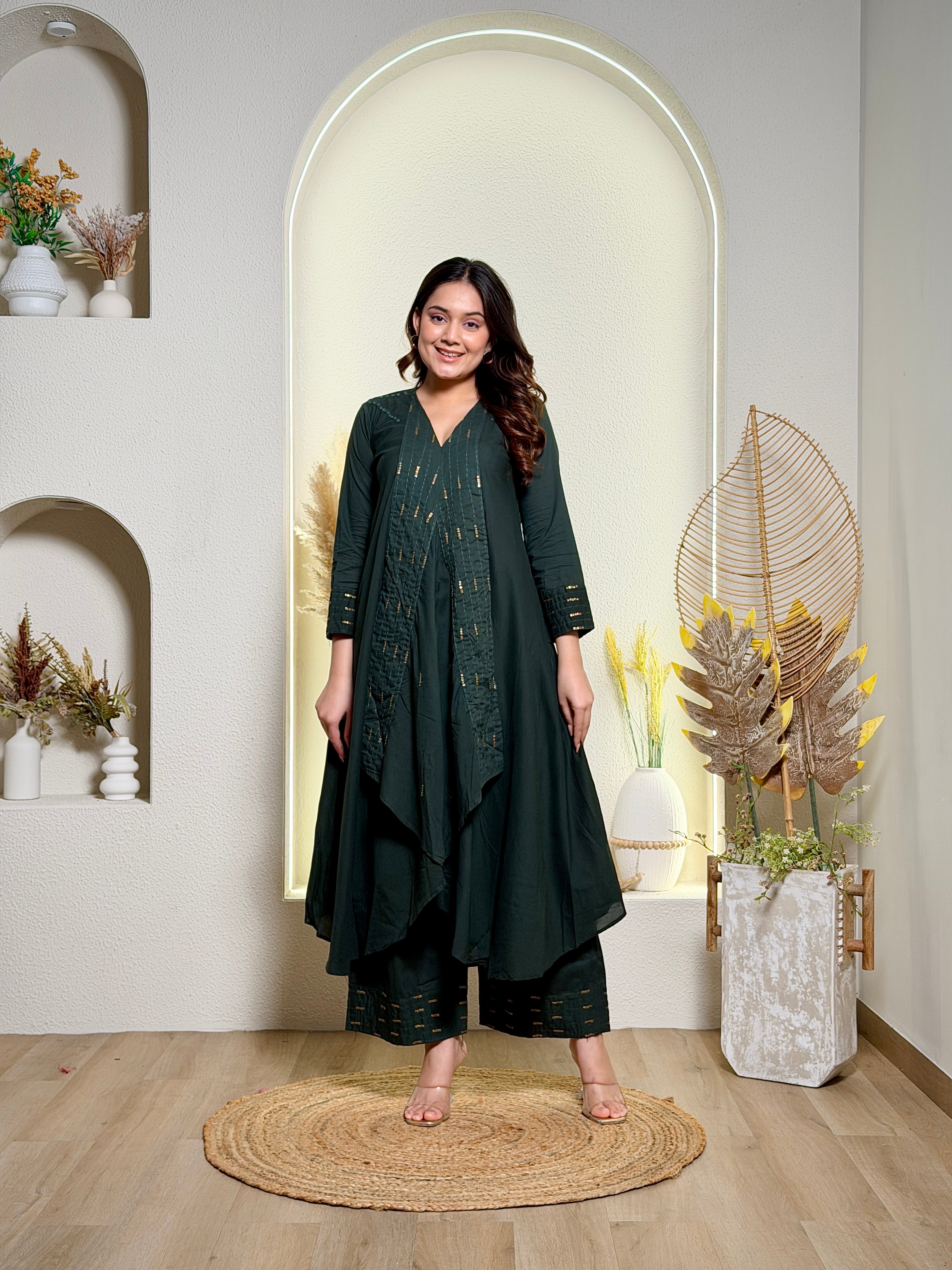 OLIVE ELEGANCE KURTA ENSEMBLE