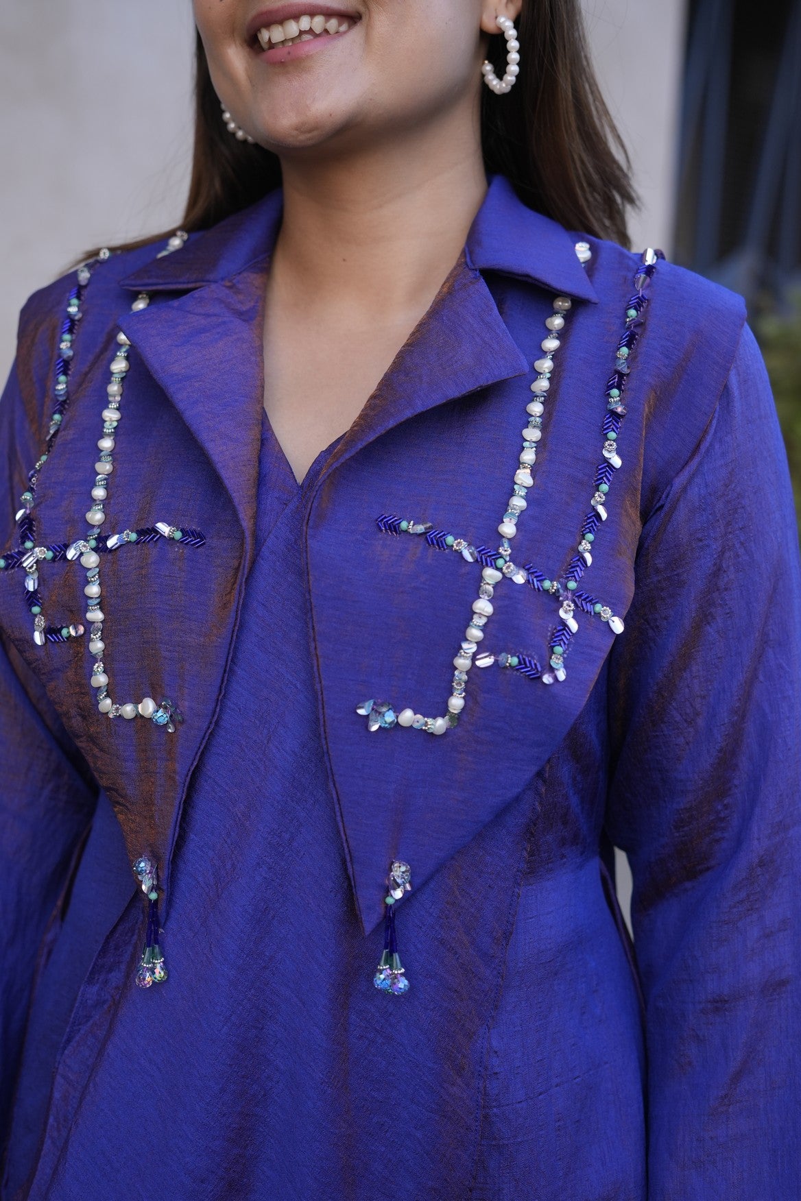 Royal Indigo Blue Asymmetric Kurta Pant Set