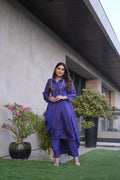 Royal Indigo Blue Asymmetric Kurta Pant Set