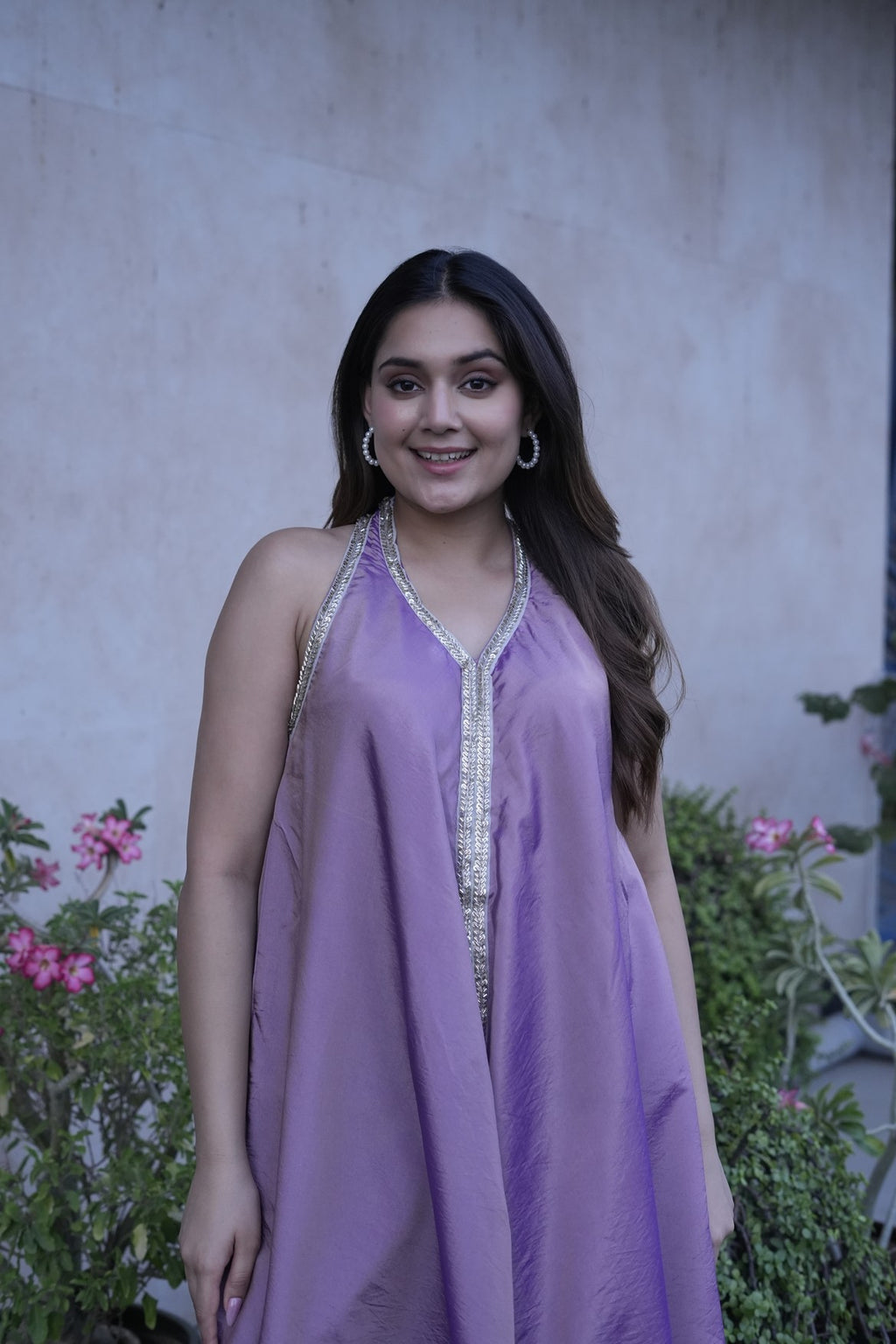 Lavender Luxe flared Kurta  Set