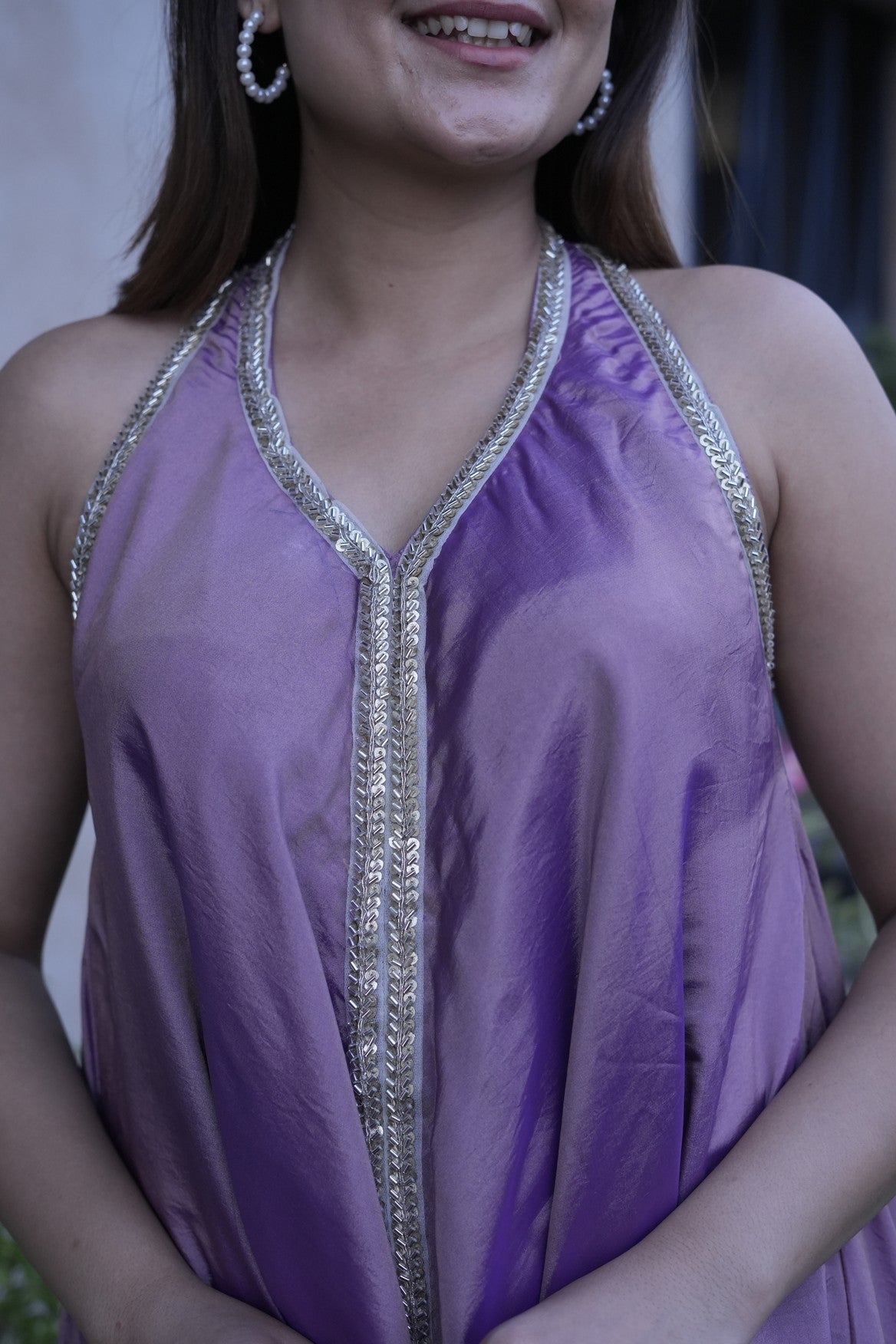 Lavender Luxe flared Kurta  Set