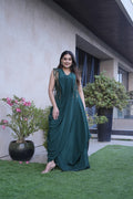 Emerald Grace Pleated Drape Dress