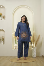 Indigo Mandala Fusion Embroidered farsi set