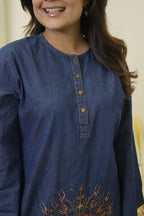 Indigo Mandala Fusion Embroidered farsi set
