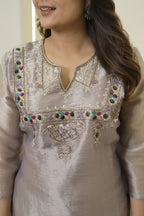 Lilac Shimmer Embroidered Palazzo Suit