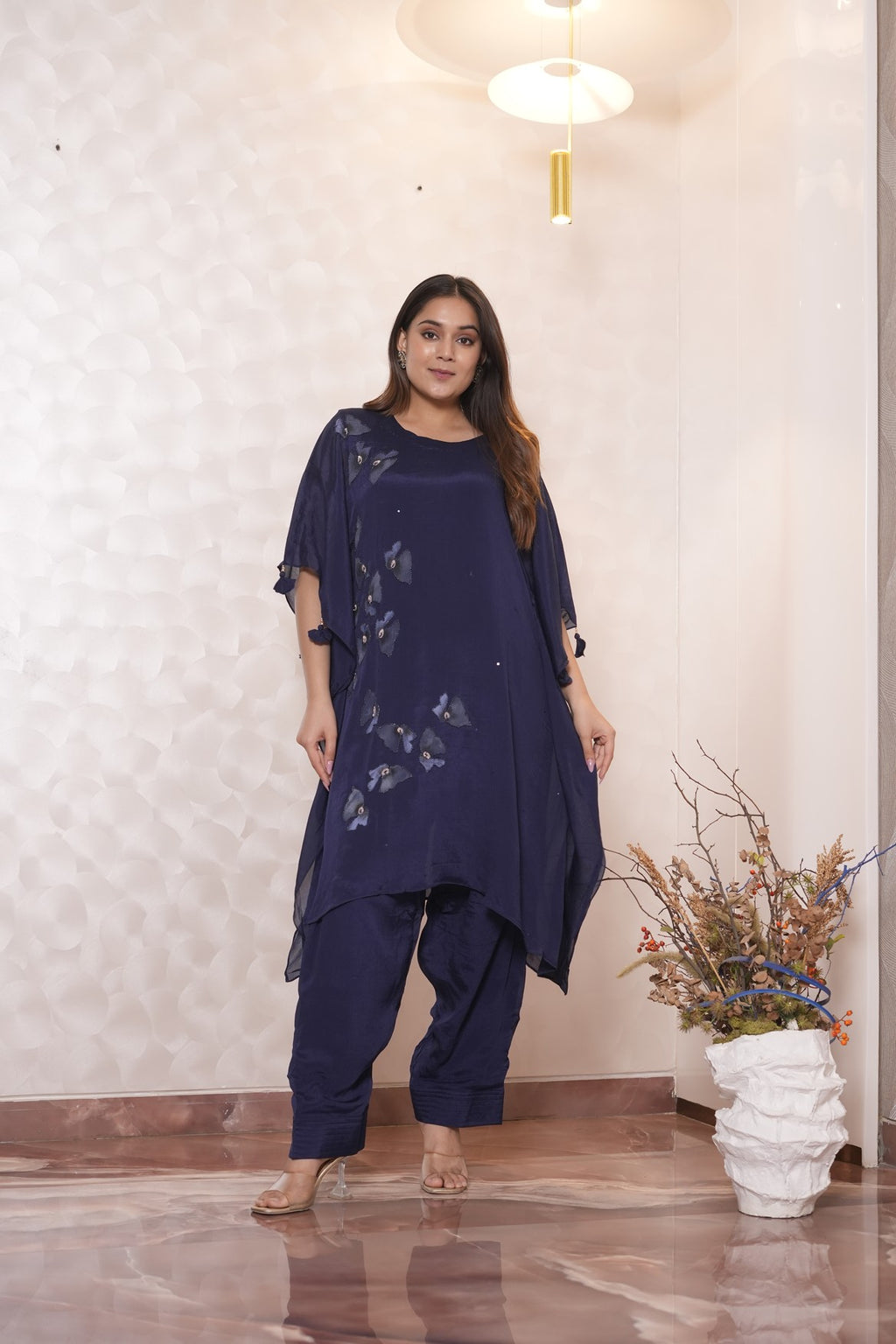 FLORAL APPLIQUE FARSHI KAFTAN SET