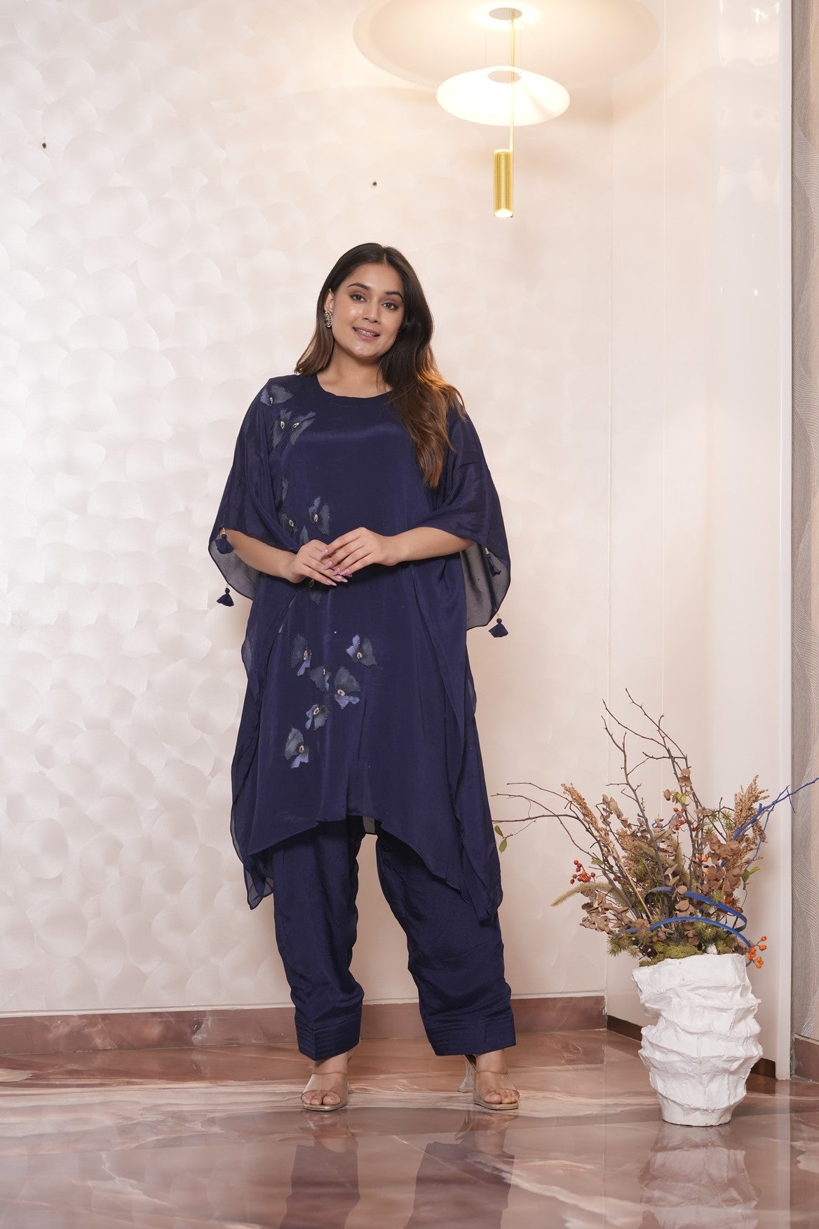 FLORAL APPLIQUE FARSHI KAFTAN SET
