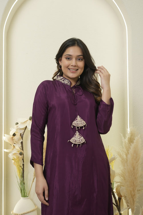 Sequin Embellished Kurta and Trouser Set