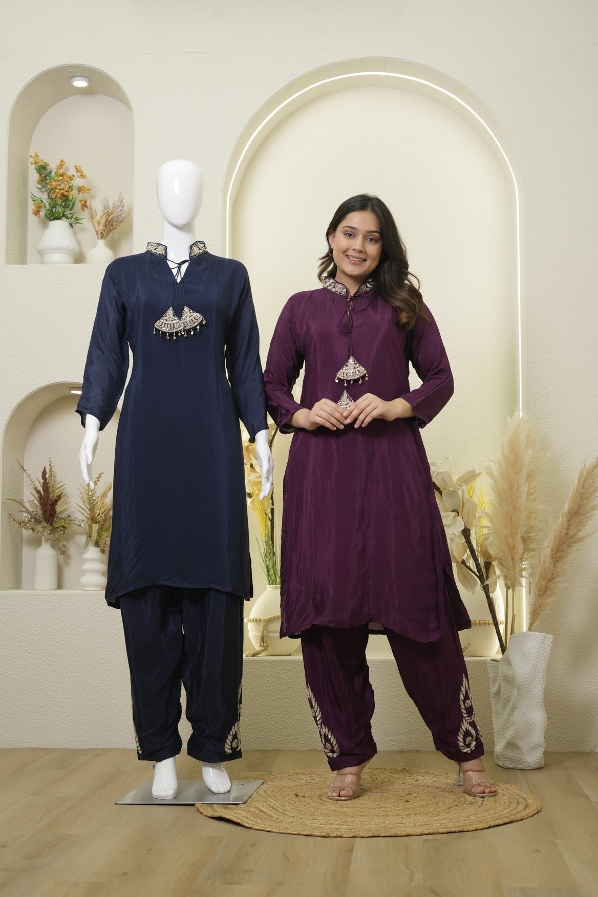 Sequin Embellished Kurta and Trouser Set