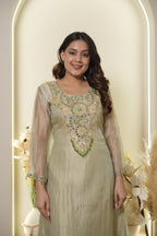 Sage Green Embroidered Anarkali Set