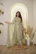 Sage Green Embroidered Anarkali Set