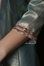 Teal & Blush Metallic Anarkali Set