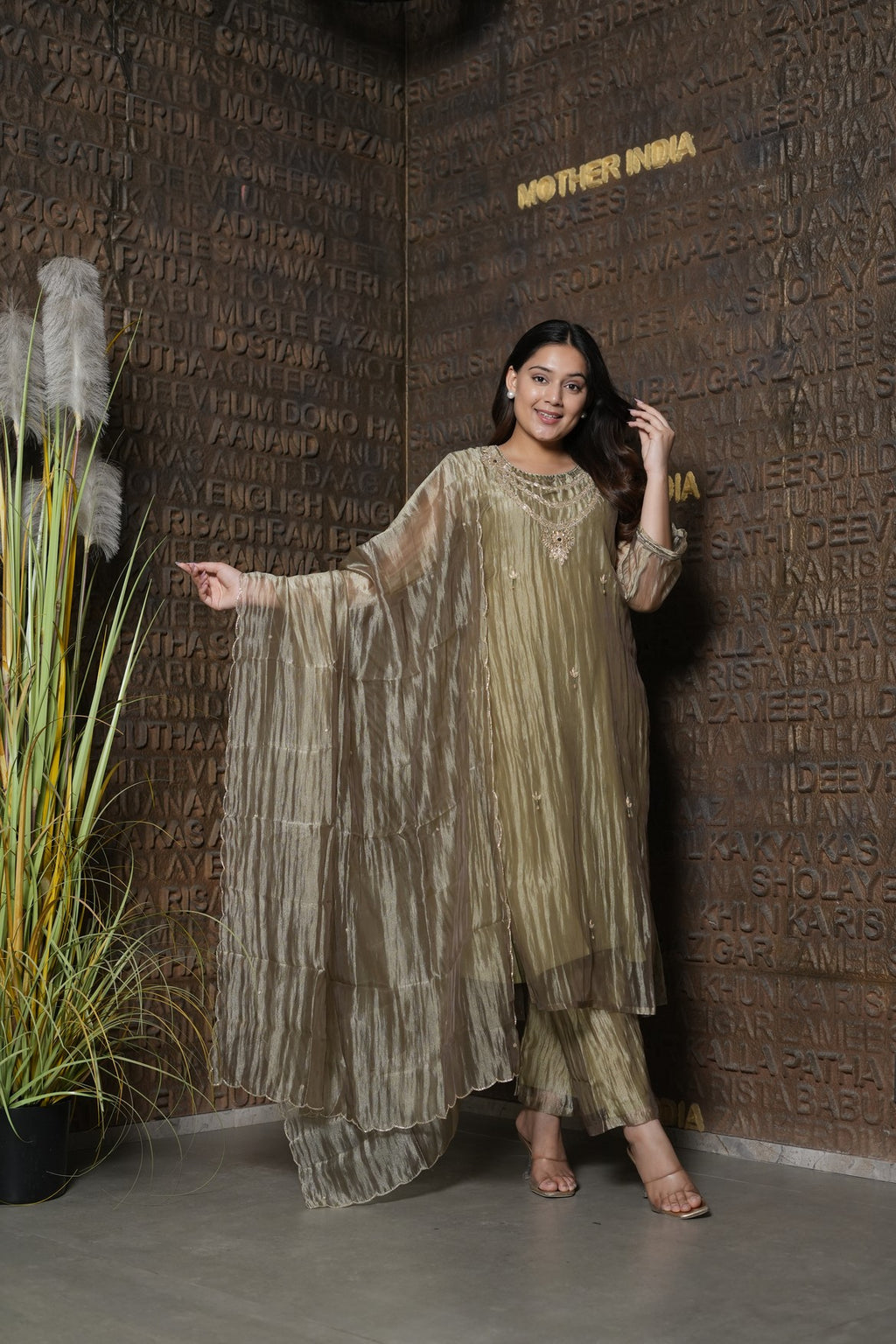 Olive Riwaayat Embroidered Ensemble
