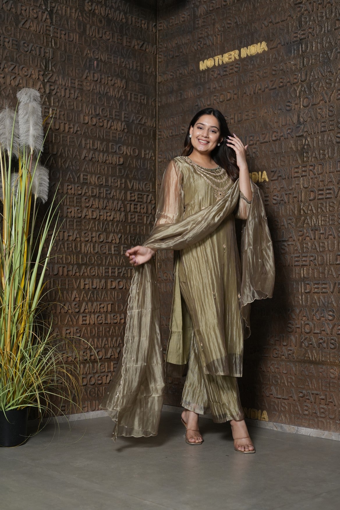 Olive Riwaayat Embroidered Ensemble