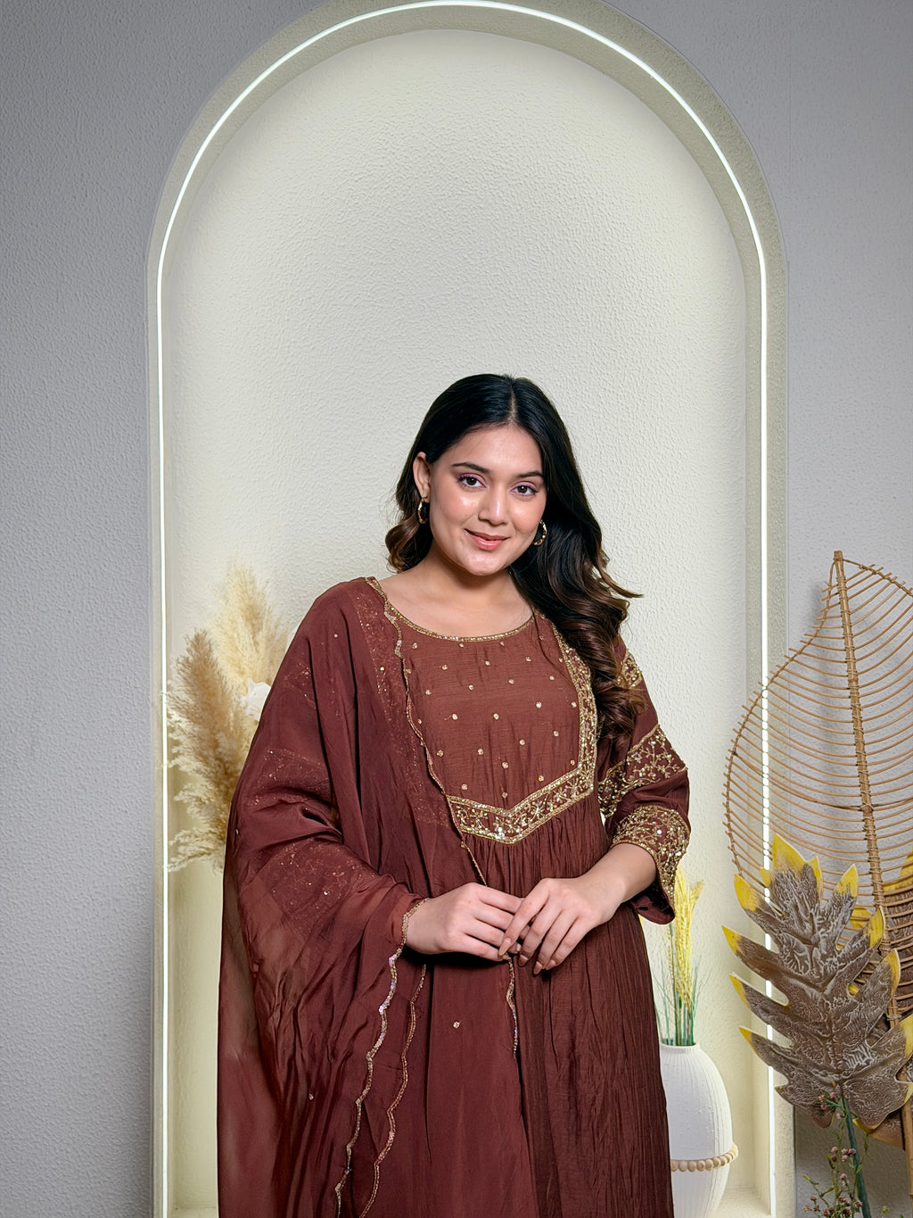 Mocha Grace Anarkali Set