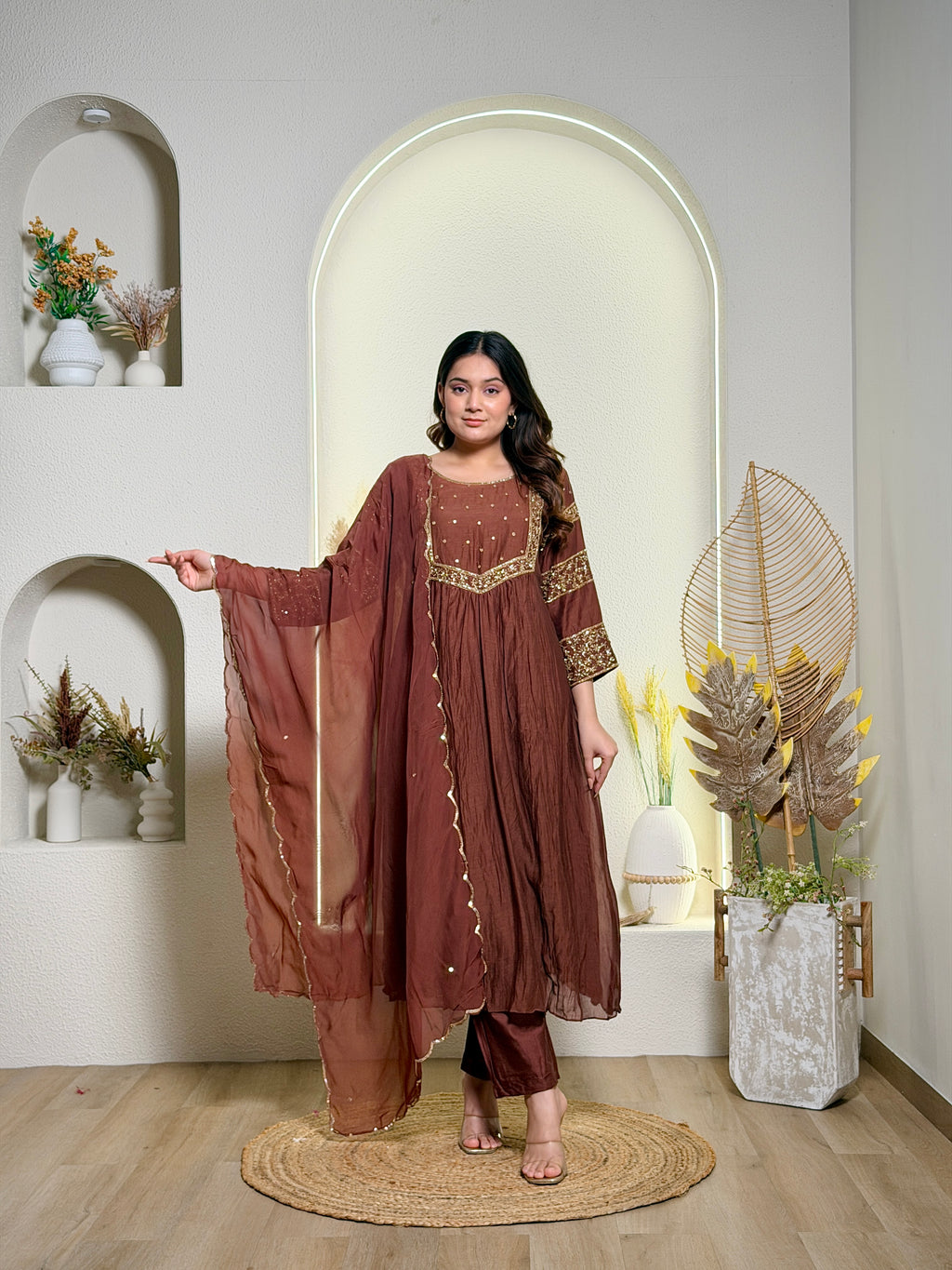 Mocha Grace Anarkali Set
