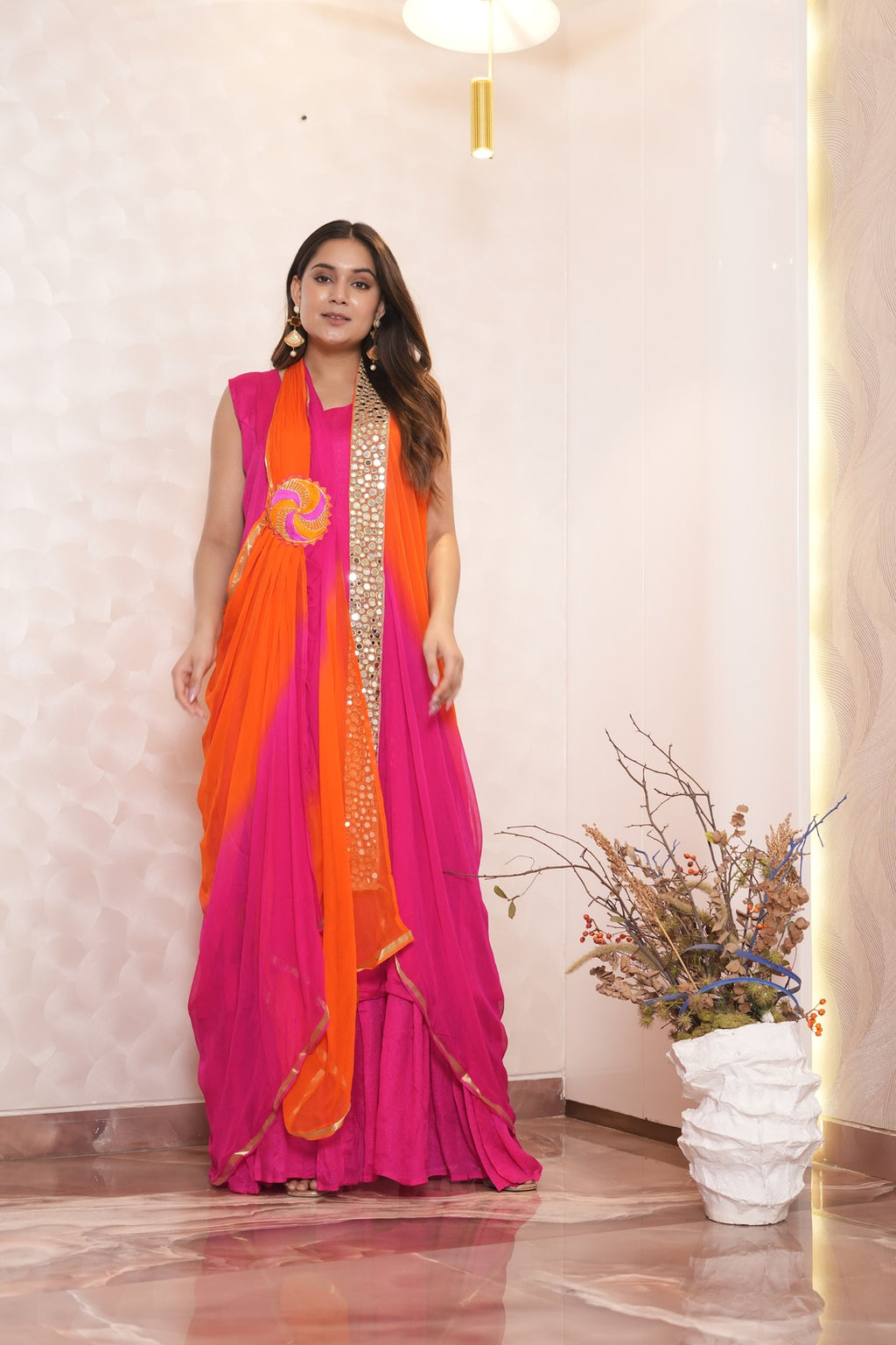 Gulabi Dastaan Mirror-Work Set