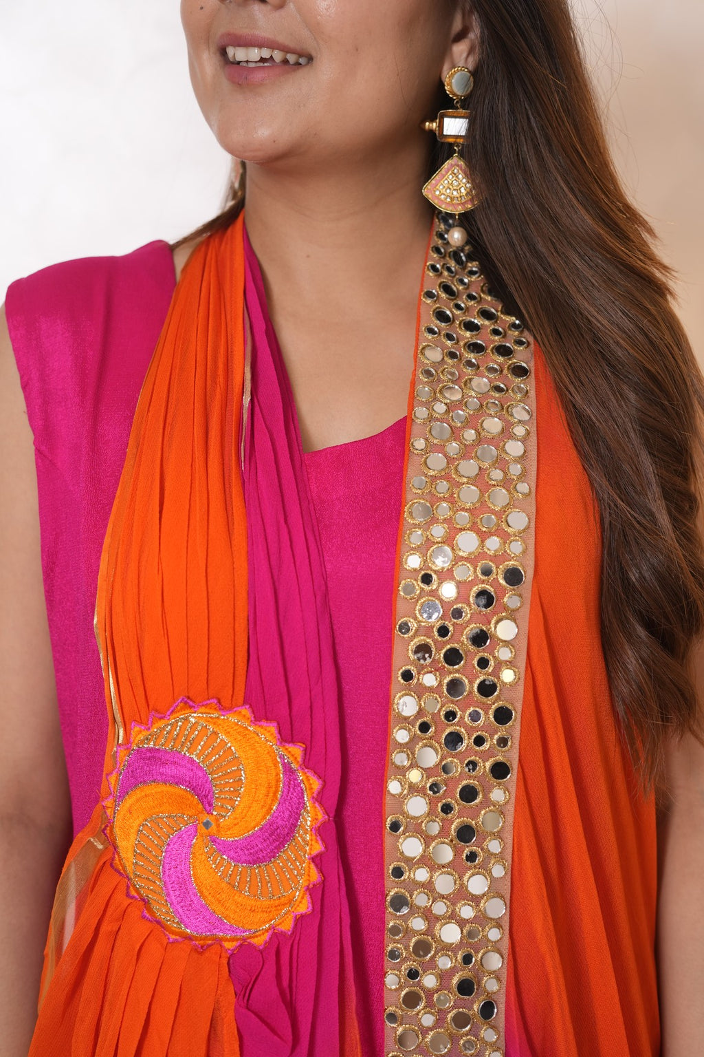Gulabi Dastaan Mirror-Work Set