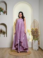 Lilac Satin Drape Co-Ord Set