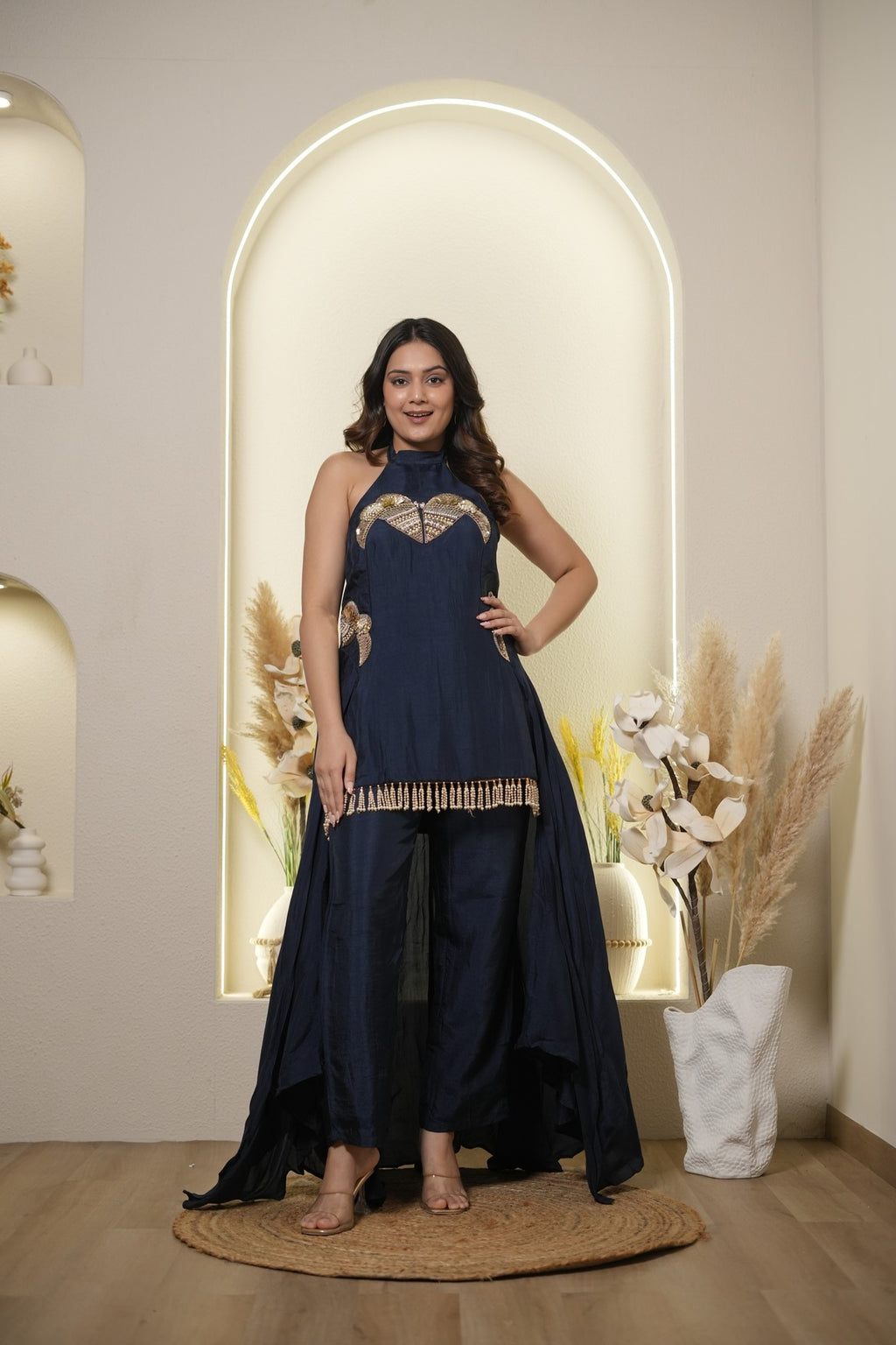 Royal midnight indo-western set