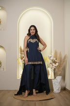 Royal midnight indo-western set