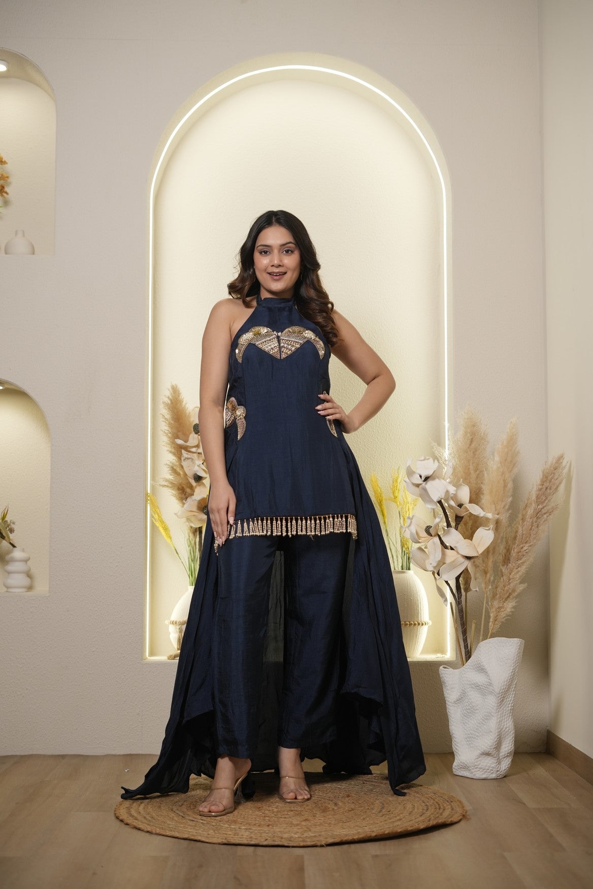 Royal midnight indo-western set